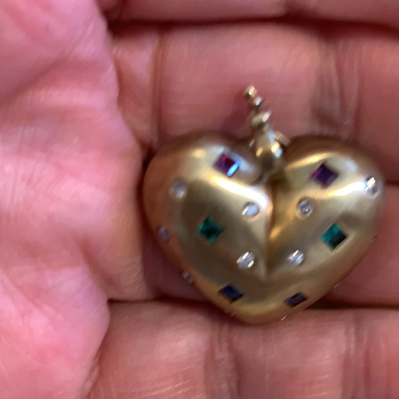 14 Kt Gold Enhancer with emerald- Rubies-And Sap - Picture 2 of 7